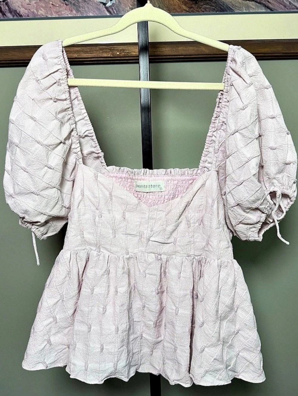 Pants Store Pink Puff Sleeve Top Blouse Size Medium